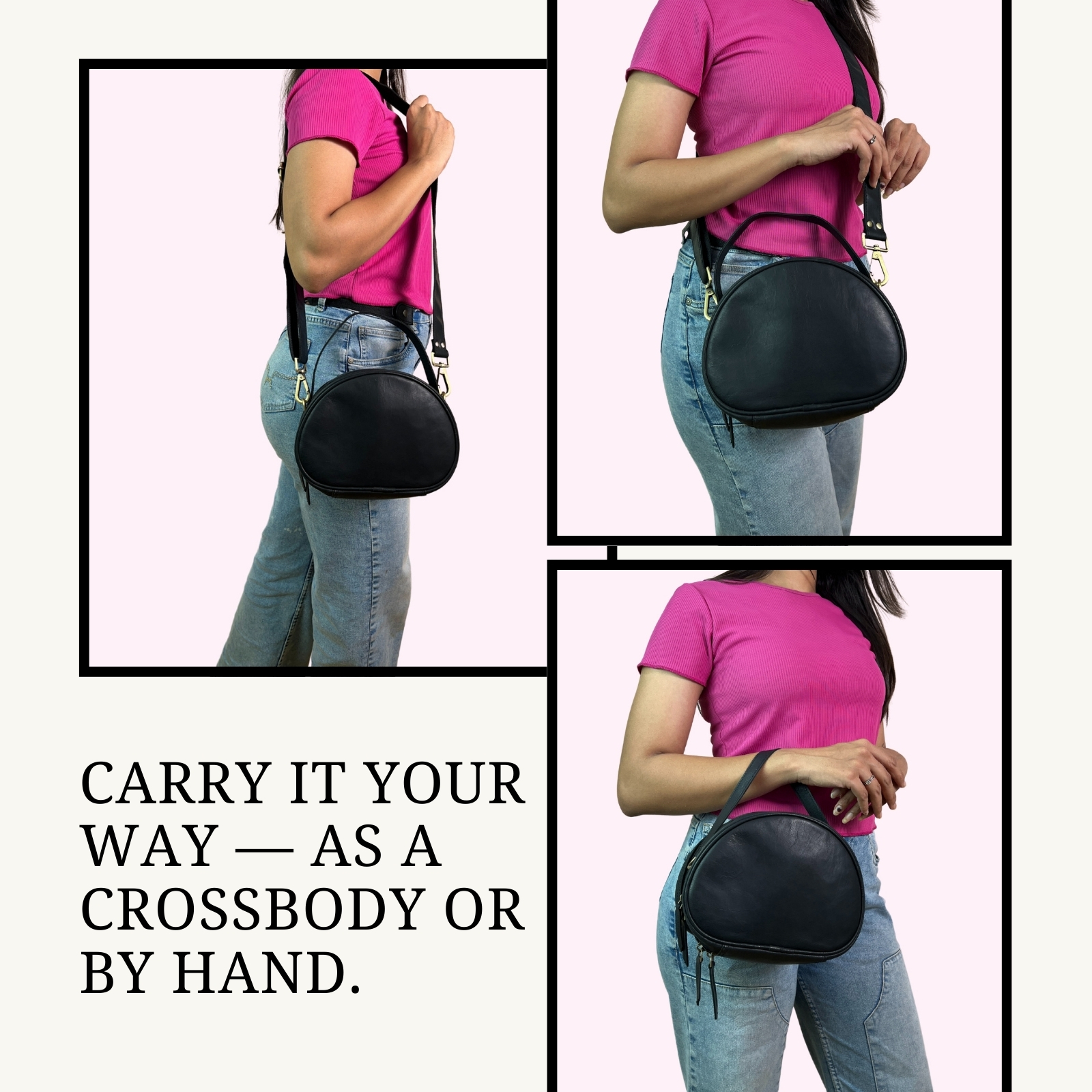 Madosh Women's Genuine Leather Handbag Purse – Minimalist Small Crossbody Bag with Detachable Strap & Top Handle, Handmade for Everyday & Evening Use